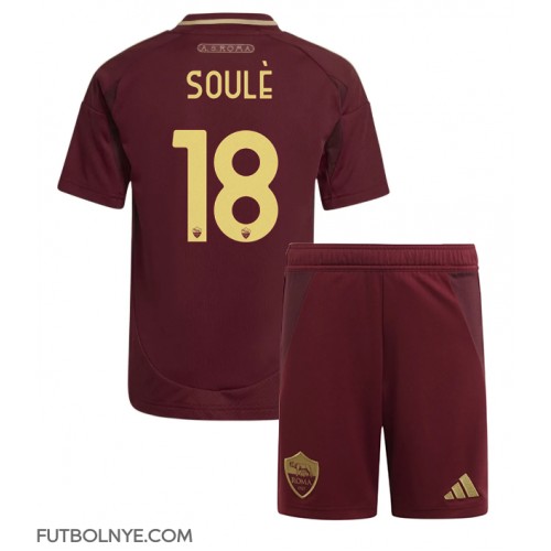 Camiseta AS Roma Matias Soule #18 Primera Equipación para niños 2024-25 manga corta (+ pantalones cortos)